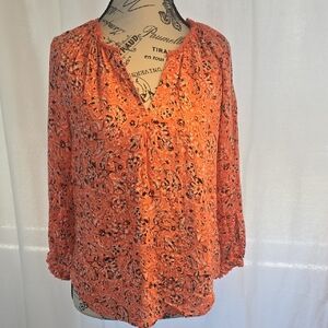 Wit & Wisdom Vibrant Orange‎ Floral Blouse
